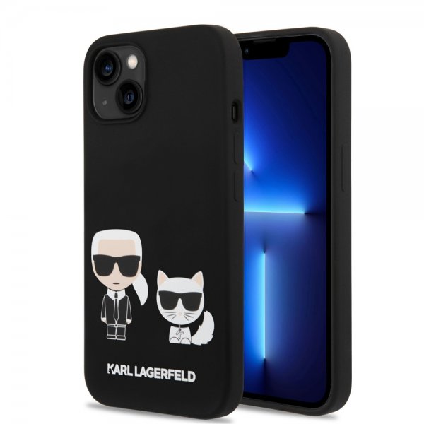 Karl Lagerfeld iPhone 14 Plus Deksel Liquid Silicone Karl & Choupette MagSafe Svart