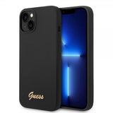 Guess iPhone 14 Plus Deksel Liquid Silicone Metal Logo Svart