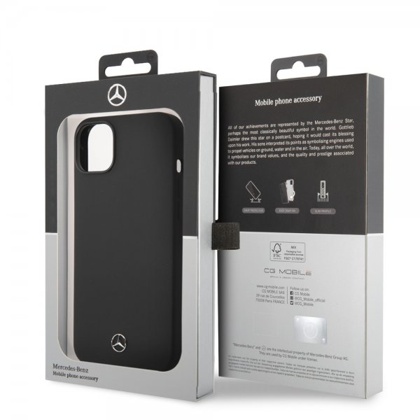 Mercedes Benz iPhone 14 Plus Deksel Liquid Silicone Svart