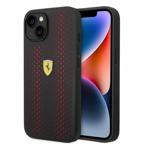 Ferrari iPhone 14 Plus Deksel Logo Perforert Rød