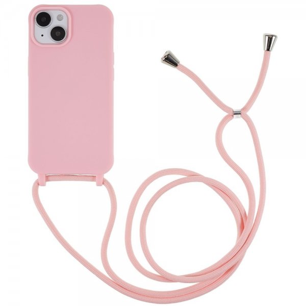 iPhone 14 Plus Deksel med Stropp Rosa