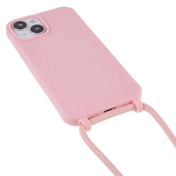 iPhone 14 Plus Deksel med Stropp Rosa