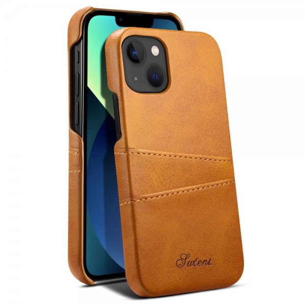 iPhone 14 Plus Deksel med To Kortlommer Khaki