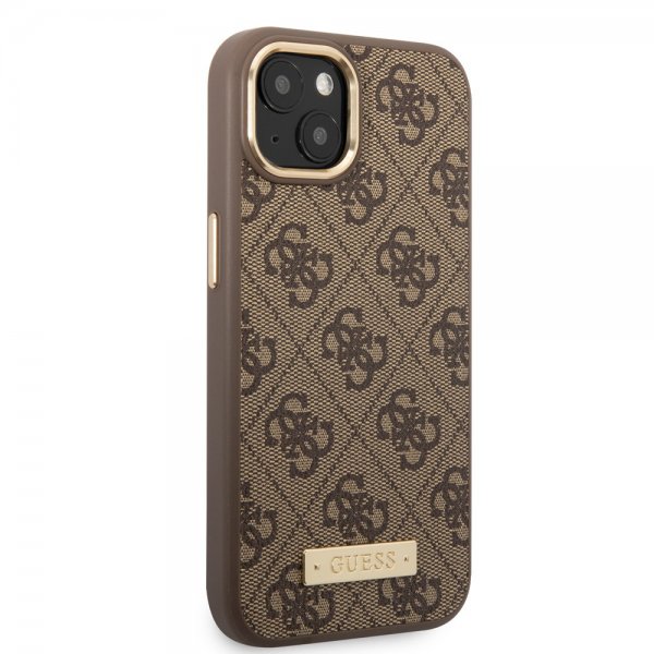 Guess iPhone 14 Plus Deksel Metal Plate Logo MagSafe Brun