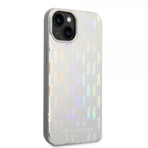 Karl Lagerfeld iPhone 14 Plus Deksel Monogram Iridescent Sølv