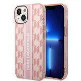 Karl Lagerfeld iPhone 14 Plus Deksel Monogram Vertical Stripe Rosa