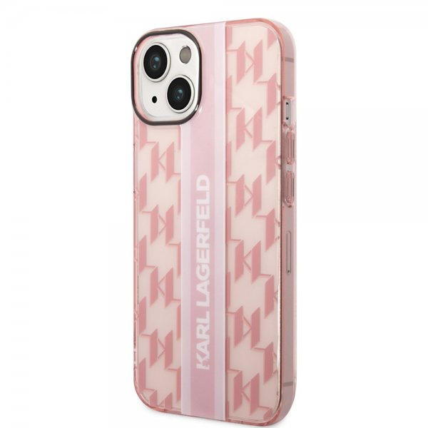 Karl Lagerfeld iPhone 14 Plus Deksel Monogram Vertical Stripe Rosa