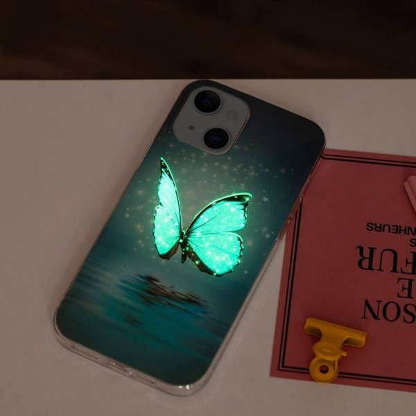 iPhone 14 Plus Deksel Motiv Blå Sommerfugl