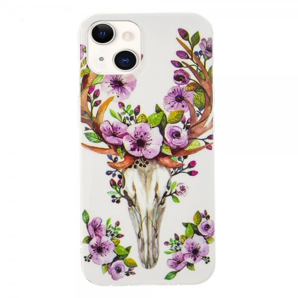 iPhone 14 Plus Deksel Motiv Blomster Og Hjort