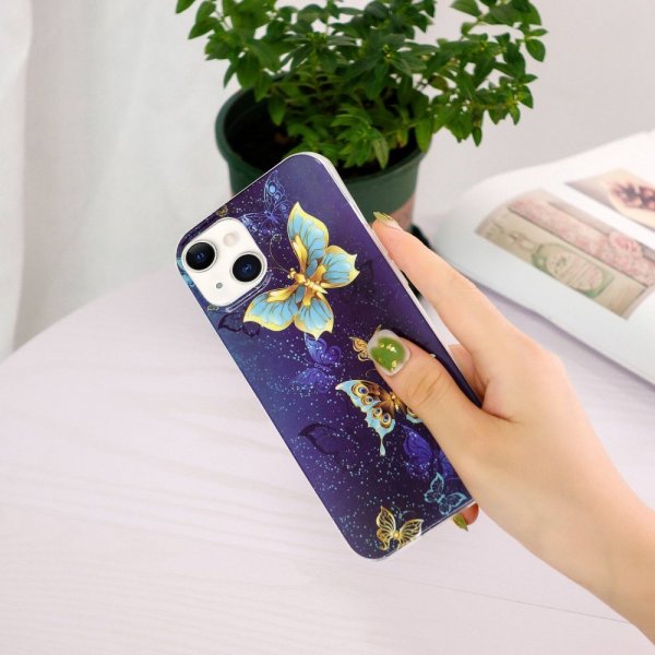 iPhone 14 Plus Deksel Motiv Guldiga Sommerfugler