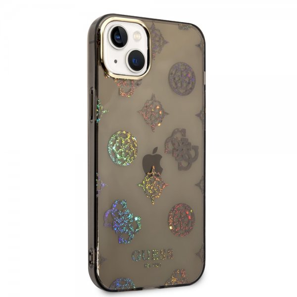 Guess iPhone 14 Plus Deksel Peony Glitter Svart