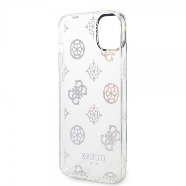 Guess iPhone 14 Plus Deksel Peony Glitter Hvit