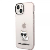 Karl Lagerfeld iPhone 14 Plus Deksel Printed Choupette Transparent Rosa
