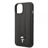 Karl Lagerfeld iPhone 14 Plus Deksel Quilted Nylon Puffy Case Ikonik Pin Svart