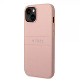 Guess iPhone 14 Plus Deksel Saffiano Metal Logo Stripes Rosa