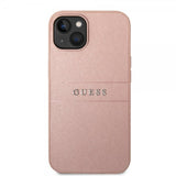 Guess iPhone 14 Plus Deksel Saffiano Metal Logo Stripes Rosa