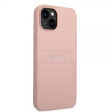 Guess iPhone 14 Plus Deksel Saffiano Metal Logo Stripes Rosa