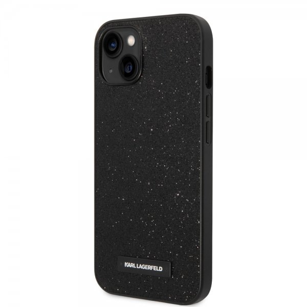 Karl Lagerfeld iPhone 14 Plus Deksel Solid Glitter Plaque Logo Svart