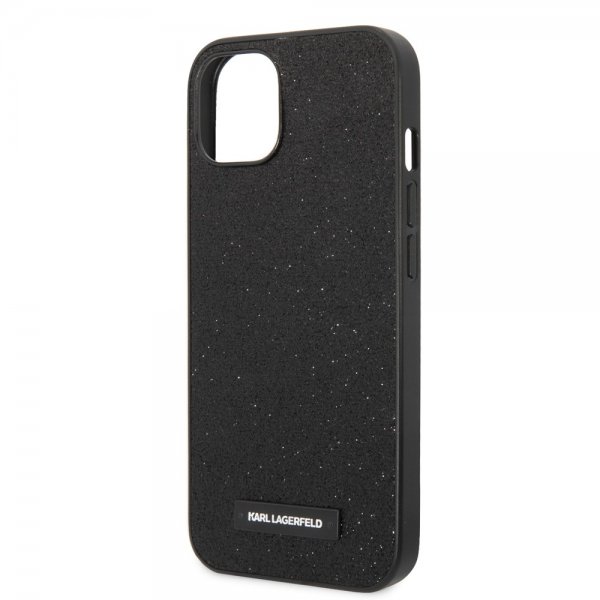 Karl Lagerfeld iPhone 14 Plus Deksel Solid Glitter Plaque Logo Svart