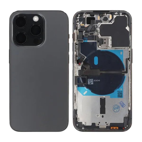 iPhone 14 Pro bakside med komplett ramme OEM - grafitt