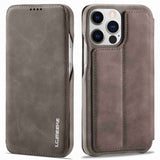 Lc.Imeeke iPhone 14 Pro Etui Flip Mørkebrun