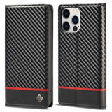 Lc.Imeeke iPhone 14 Pro Etui Karbonfibertekstur Rød Stripe Horizontal
