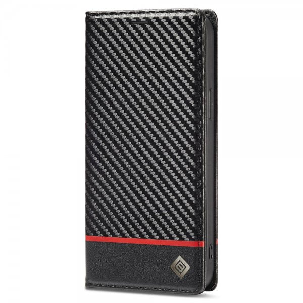 Lc.Imeeke iPhone 14 Pro Etui Karbonfibertekstur Rød Stripe Horizontal
