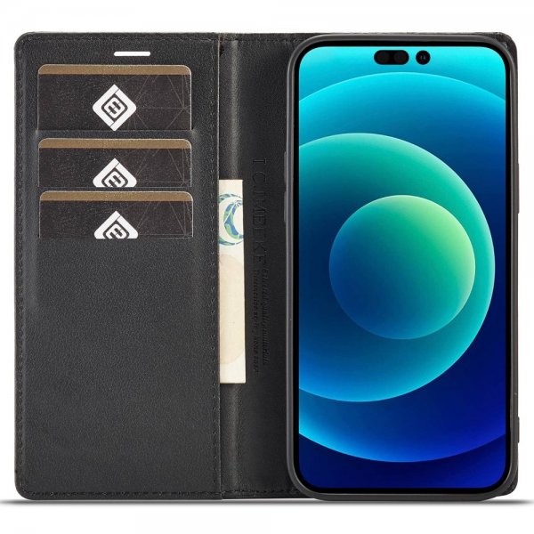 Lc.Imeeke iPhone 14 Pro Etui Karbonfibertekstur Rød Stripe Vertical