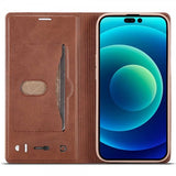 Lc.Imeeke iPhone 14 Pro Etui Kortlomme Utside Brun