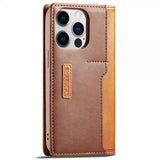 Lc.Imeeke iPhone 14 Pro Etui Kortlomme Utside Brun
