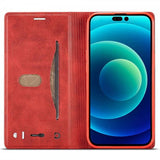 Lc.Imeeke iPhone 14 Pro Etui Kortlomme Utside Rød
