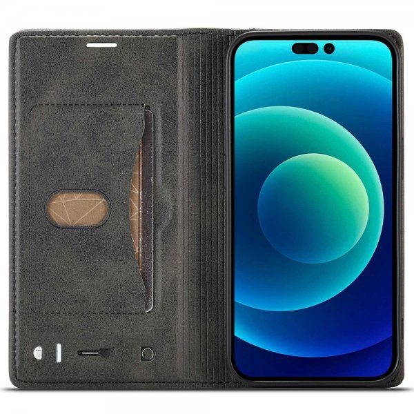 Lc.Imeeke iPhone 14 Pro Etui Kortlomme Utside Svart