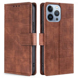 iPhone 14 Pro Etui Krokodillemønster Brun