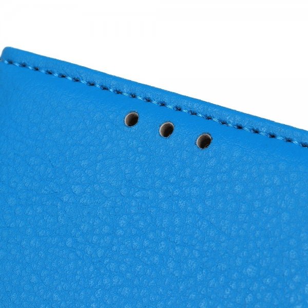 iPhone 14 Pro Etui Litchi Blå