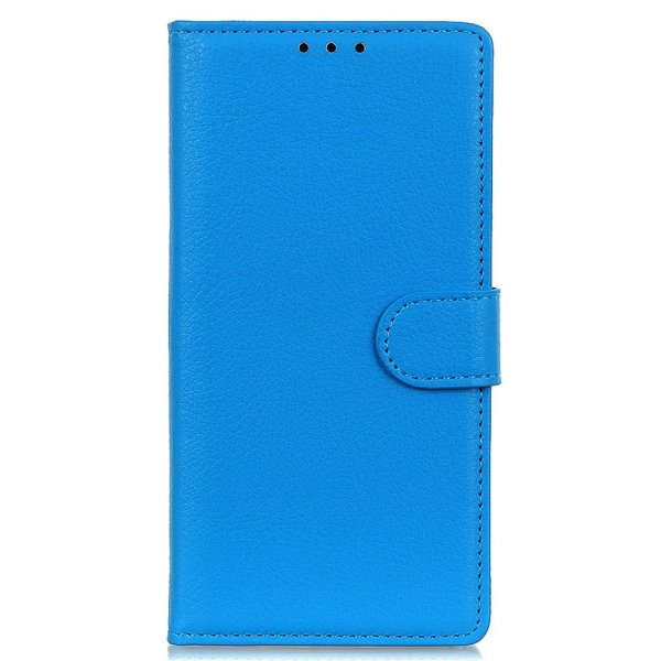 iPhone 14 Pro Etui Litchi Blå