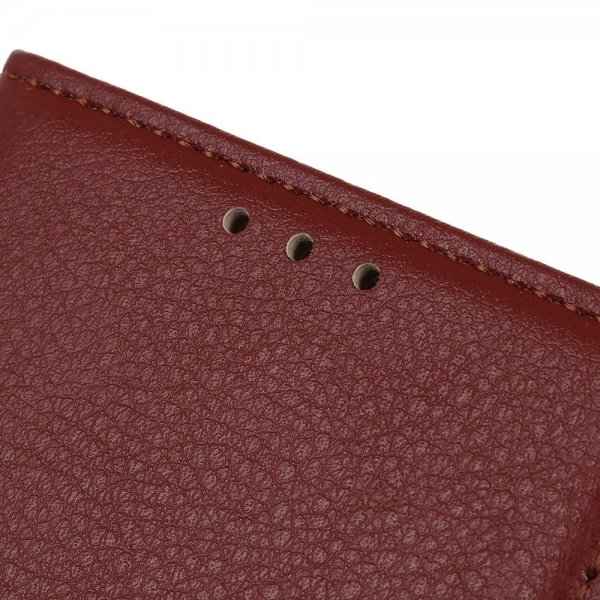 iPhone 14 Pro Etui Litchi Brun