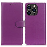 iPhone 14 Pro Etui Litchi Lilla
