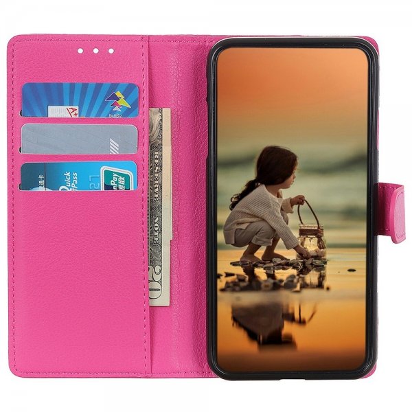 iPhone 14 Pro Etui Litchi Magenta