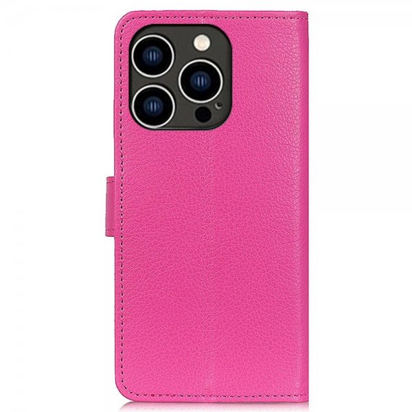 iPhone 14 Pro Etui Litchi Magenta