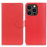 iPhone 14 Pro Etui Litchi Rød