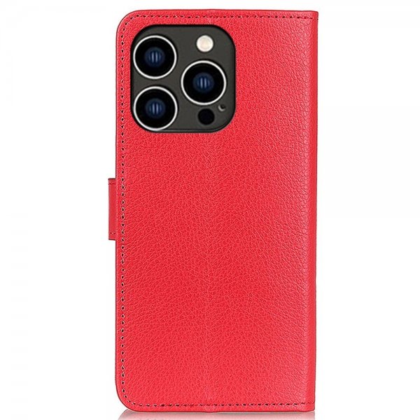 iPhone 14 Pro Etui Litchi Rød