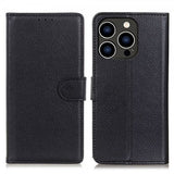 iPhone 14 Pro Etui Litchi Svart