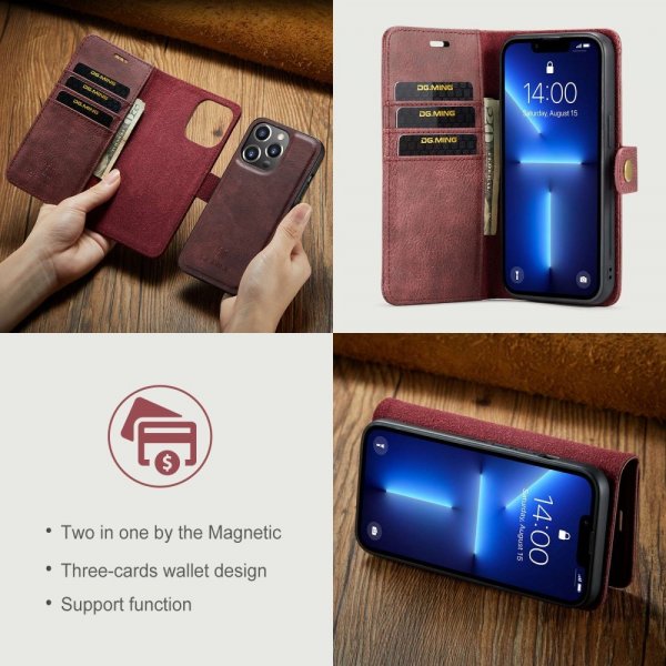 Dg.Ming iPhone 14 Pro Etui Avtagbart Deksel Rød
