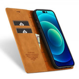 Lc.Imeeke iPhone 14 Pro Etui med Kortlomme flipp Brun