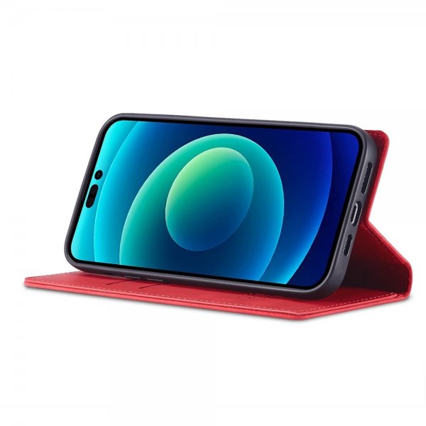 Lc.Imeeke iPhone 14 Pro Etui med Kortlomme flipp Rød