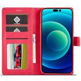 Lc.Imeeke iPhone 14 Pro Etui med Kortlomme stativfunksjon Magenta