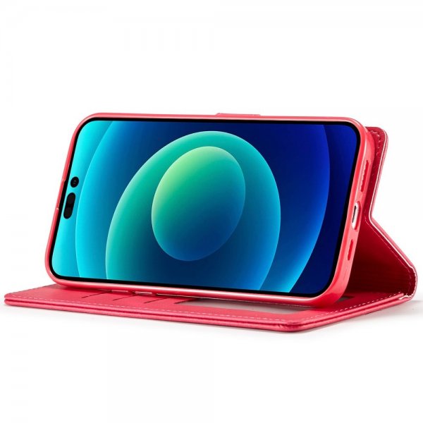 Lc.Imeeke iPhone 14 Pro Etui med Kortlomme stativfunksjon Magenta