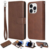 iPhone 14 Pro Etui Avtagbart Deksel KT Leather Series-3 Brun