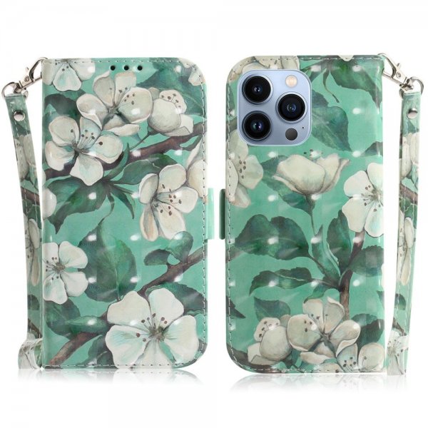 iPhone 14 Pro Etui Motiv Hvit Blomster