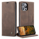 CaseMe iPhone 14 Pro Etui Retro Flip Kaffe